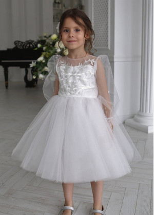 Ivory Lace Tulle Flower Girl Dress Baptism Dress
